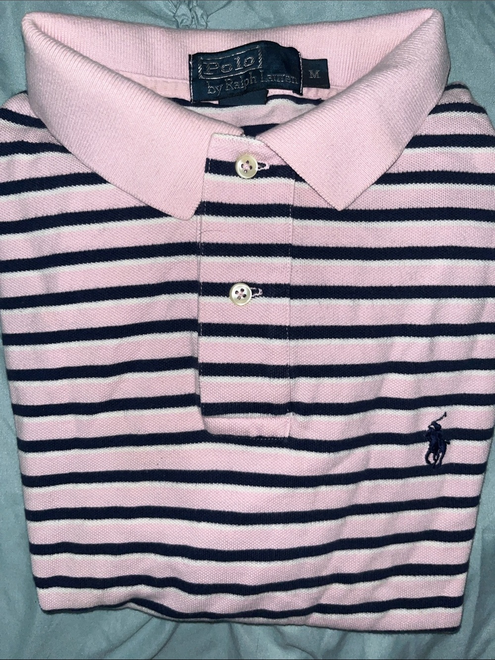 Polo by Ralph Lauren Pink & Navy Striped Kids Polo
